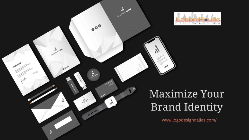Brand identity mockup with logo, stationery and brand assets