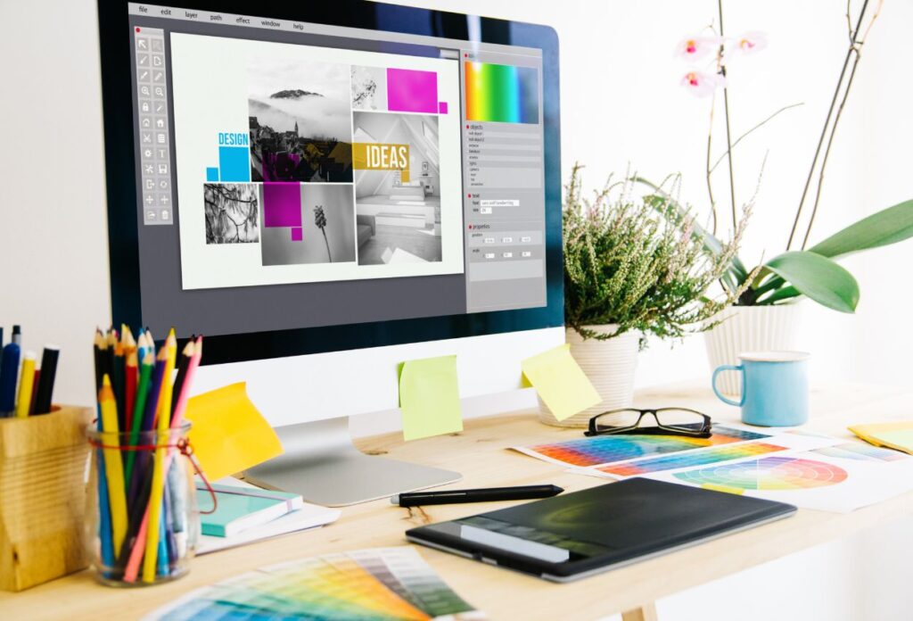 Designer workstation preparing logo files in several formats